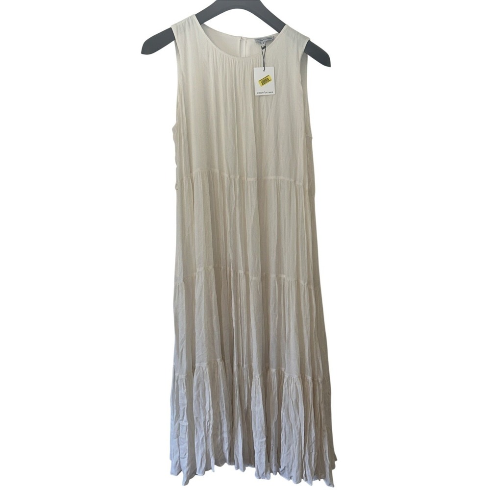Gibson Latimer Womens Ivory Crinkle Tiered Sleeveless Maxi Dress XL New